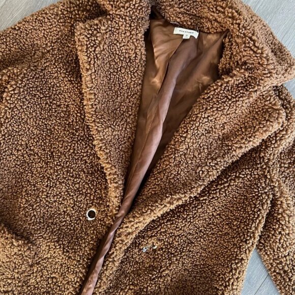 MAX STUDIO Teddy Notch Collar Faux Shearling Car Coat Size Medium - Picture 3 of 8